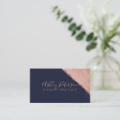 Roos goudpushslag navy hair makeup typografie visitekaartje (Staand voorkant)