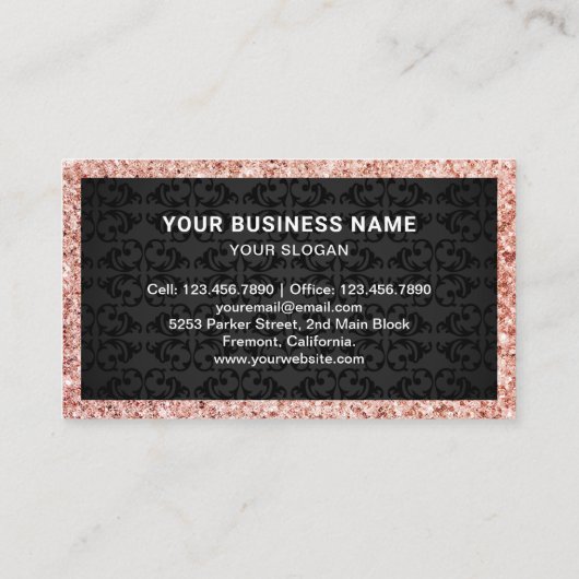 Roos goudroze aardbei perskoeken bakkerij visitekaartje (Achterkant)