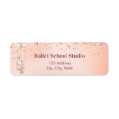 Roos goudroze ballet ddansschool retouradres etiket (Voorkant)