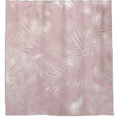 Roos goudroze botanische tropische palmbladeren douchegordijn (Voorkant)