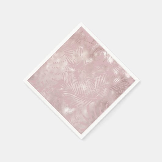 Roos goudroze botanische tropische palmbladeren servet (Hoek)