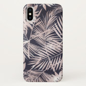 Roos goudroze, donkere tropische palmbladeren Case-Mate iPhone case (Achterkant)