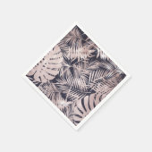 Roos goudroze, donkere tropische palmbladeren servet (Hoek)