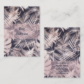 Roos goudroze, donkere tropische palmbladeren visitekaartje (Voorkant / Achterkant)