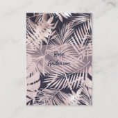 Roos goudroze, donkere tropische palmbladeren visitekaartje (Voorkant)