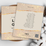 Roos goudroze elegante moderne girale prijsaanduid flyer<br><div class="desc">Roos gouden zwart en roze glitter elegant modern korrelig prijsmerk QR code branding business design.</div>