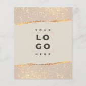 Roos goudroze elegante moderne girale prijsaanduid flyer (Achterkant)