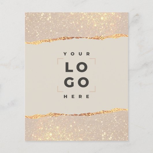 Roos goudroze elegante moderne girale prijsaanduid flyer (Achterkant)