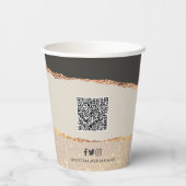 Roos goudroze elegante moderne girale prijsaanduid papieren bekers (Achterkant)