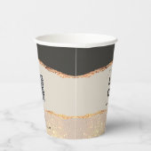 Roos goudroze elegante moderne girale prijsaanduid papieren bekers (Rechts)