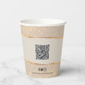 Roos goudroze elegante moderne girale prijsaanduid papieren bekers (Achterkant)