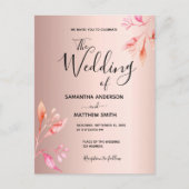 Roos goudroze florale botanische bruiloft briefkaart (Voorkant)