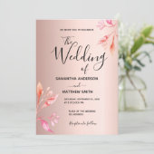 Roos goudroze floralen botanisch modern kaart (Staand voorkant)