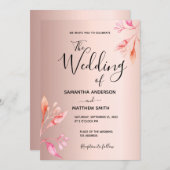 Roos goudroze floralen botanisch modern kaart (Voorkant / Achterkant)