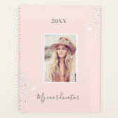 Roos goudroze foto zilverglitter planner (Voorkant)