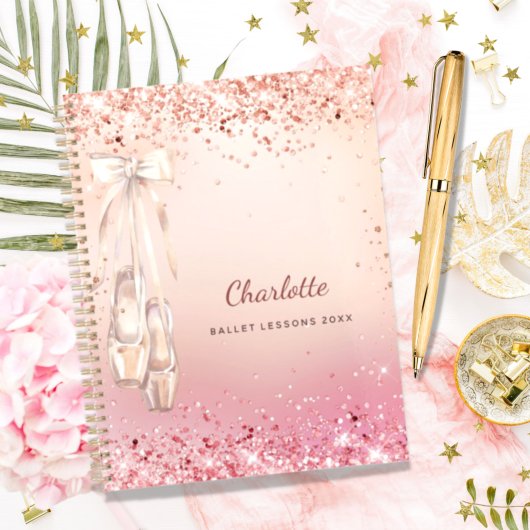 Roos goudroze glitter ballerina monogram 2022 planner
