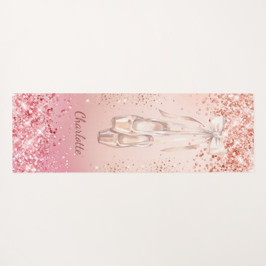 Roos goudroze glitter ballet dansmonogram yogamat (Achterkant (horizontaal))