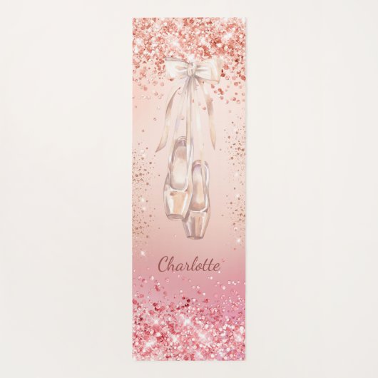Roos goudroze glitter ballet dansmonogram yogamat (Achterkant)