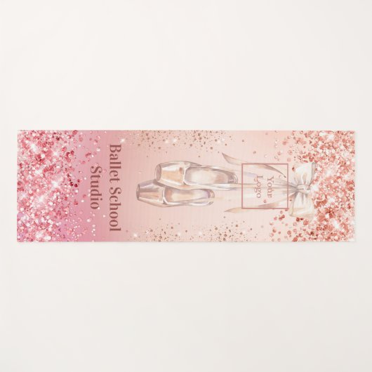 Roos goudroze glitter ballet logo yogamat (Voorkant (horizontaal))