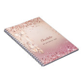 Roos goudroze glitter balletdansmonogram notitieboek (Rechterzijde)