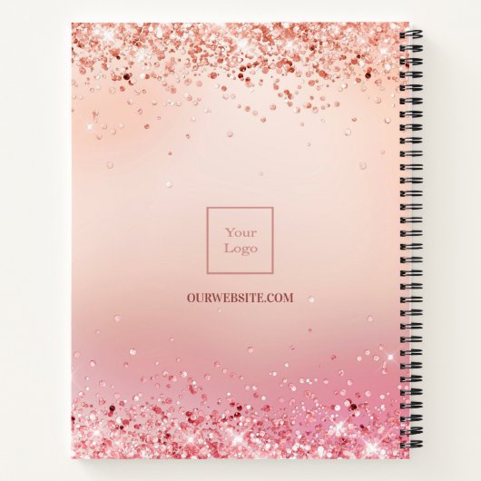 Roos goudroze glitter ddddans logo tijdschrift notitieboek (Achterkant)