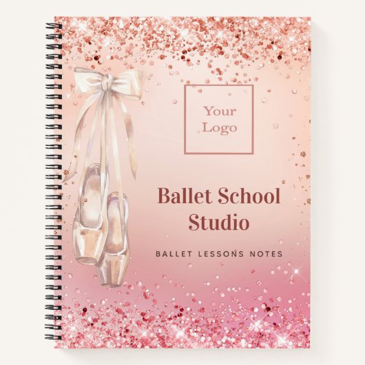 Roos goudroze glitter ddddans logo tijdschrift notitieboek (Voorkant)