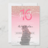 Roos goudroze glitter gradiënt, zoet 16 kaart (Voorkant)