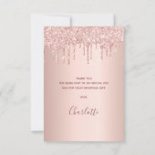 Roos goudroze glitter luxueus bedankkaart (Achterkant)