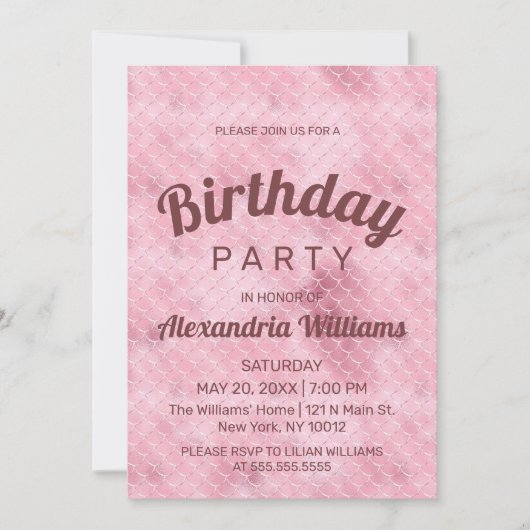 Roos goudroze glittergradiënt zeemeermin kaart (Voorkant)