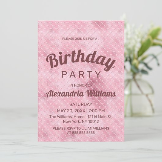 Roos goudroze glittergradiënt zeemeermin kaart (Staand voorkant)