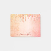 Roos goudroze glittermarmer glamoureus post-it® notes (Voorkant)