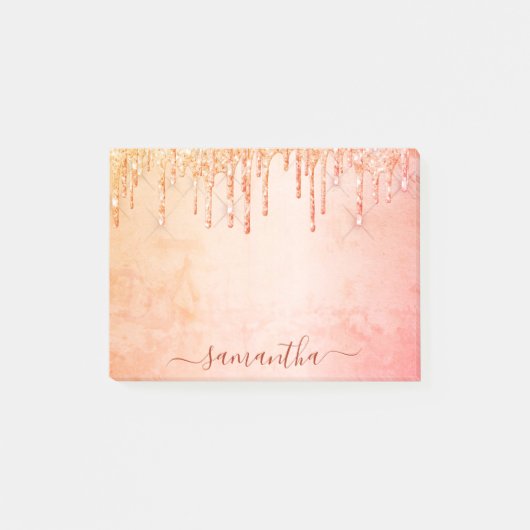 Roos goudroze glittermarmer glamoureus post-it® notes (Voorkant)