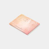 Roos goudroze glittermarmer glamoureus post-it® notes (Schuin)