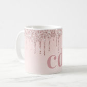 Roos goudroze glittermonogram initiaal koffiemok (Voorkant links)