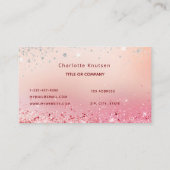 Roos goudroze glittermonogram initiaal visitekaartje (Achterkant)