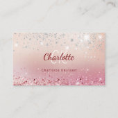 Roos goudroze glittermonogram initiaal visitekaartje (Voorkant)