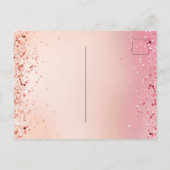 Roos goudroze glitterspargel uitnodiging briefkaart (Achterkant)