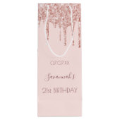 Roos goudroze glitterspargel wijn cadeautas (Achterkant)