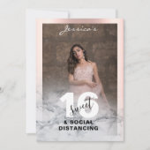 Roos goudroze marmer 16 Birthday Foto afbeelding Kaart (Voorkant)