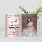 Roos goudroze marmer 16 Birthday Foto afbeelding Kaart (Staand voorkant)