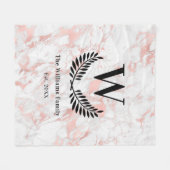 Roos goudroze marmer monogram elegant fleece deken (Voorkant (Horizontaal))