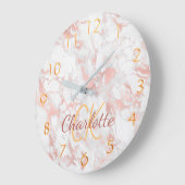 Roos goudroze marmer naam elegant grote klok (Hoek)