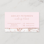 Roos goudroze marmer wit haar make-up typografie visitekaartje (Achterkant)