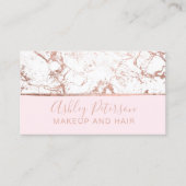 Roos goudroze marmer wit haar make-up typografie visitekaartje (Voorkant)