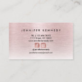 Roos goudroze metalen elegant monogram visitekaartje (Achterkant)