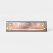 Roos goudroze metalen sterren Naam titel Bureau Naambordje (Voorkant)