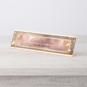 Roos goudroze metalen sterren Naam titel Bureau Naambordje (Voorkant)