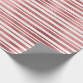 Roos goudroze metallic strepen cadeaupapier (Hoek)