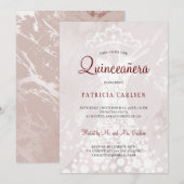 Roos goudroze, moderne elegante quinceanera kaart (Voorkant / Achterkant)