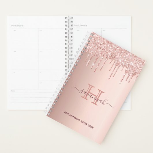 Roos goudroze monogram druppels planner (Display)